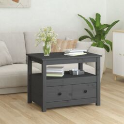 Berkfield Home Coffee Table Grey 71x49x55 cm Solid Wood Pine - Size: 71 x 49 x 55 cm - thumbnail 3