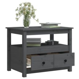 Berkfield Home Coffee Table Grey 71x49x55 cm Solid Wood Pine - Size: 71 x 49 x 55 cm - thumbnail 6