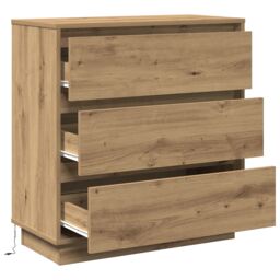 Berkfield Home Bedside Cabinet with LED Artisan Oak 71x34, 5x75 cm Engineered Wood in Brown - thumbnail 5