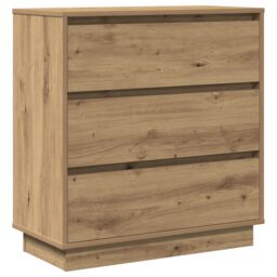 Berkfield Home Bedside Cabinet with LED Artisan Oak 71x34, 5x75 cm Engineered Wood in Brown - thumbnail 2