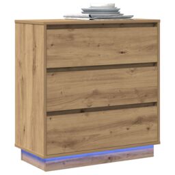 Berkfield Home Bedside Cabinet with LED Artisan Oak 71x34, 5x75 cm Engineered Wood in Brown - thumbnail 3