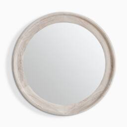 FurnitureboxUK Rebecca Oak Wood Medium 80x80cm Round Wall Mirror in White - Size: 80x80 cm - thumbnail 3