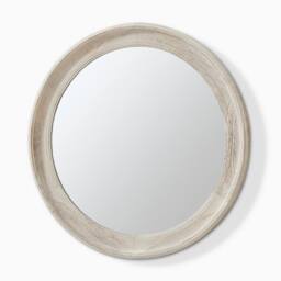 FurnitureboxUK Rebecca Oak Wood Medium 80x80cm Round Wall Mirror in White - Size: 80x80 cm - thumbnail 4