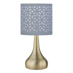 First Choice Lighting Set of 2 Romana - Antique Brass Touch Table Lamps Grey Laser Cut Shade in Bronze - thumbnail 2