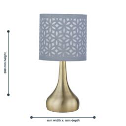 First Choice Lighting Set of 2 Romana - Antique Brass Touch Table Lamps Grey Laser Cut Shade in Bronze - thumbnail 6
