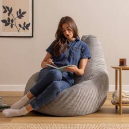 icon Dalton XL Jumbo Corduroy Bean Bag Recliner in Grey - Size: Extra Large - thumbnail 2
