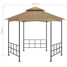 Berkfield Home Gazebo with Sidewalls 3.1x2.7 m Taupe in Beige - thumbnail 6