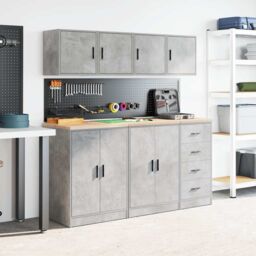 Berkfield Home Garage Wall Cabinets 2 pcs Concrete Grey Engineered Wood - thumbnail 4