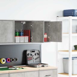 Berkfield Home Garage Wall Cabinets 2 pcs Concrete Grey Engineered Wood - thumbnail 2