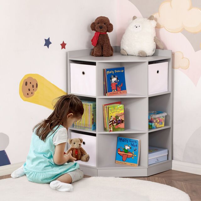 HOMCOM Kids Bookcase, 3 Tier Toy Organiser Storage Unit BookShelf w/ 3 Non-woven Fabric Drawers, Anti-tip Device, for Bedroom, Children's Room - image 1