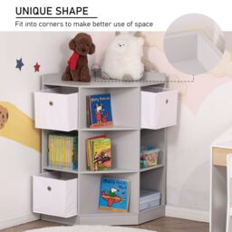 HOMCOM Kids Bookcase, 3 Tier Toy Organiser Storage Unit BookShelf w/ 3 Non-woven Fabric Drawers, Anti-tip Device, for Bedroom, Children's Room - thumbnail 4