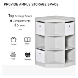 HOMCOM Kids Bookcase, 3 Tier Toy Organiser Storage Unit BookShelf w/ 3 Non-woven Fabric Drawers, Anti-tip Device, for Bedroom, Children's Room - thumbnail 6