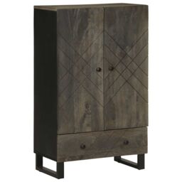 Berkfield Home Highboard Black 60x33x100 cm Solid Wood Mango - Size: 60 x 33 x 100 cm - thumbnail 1