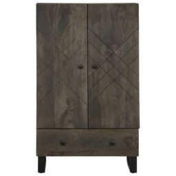 Berkfield Home Highboard Black 60x33x100 cm Solid Wood Mango - Size: 60 x 33 x 100 cm - thumbnail 3