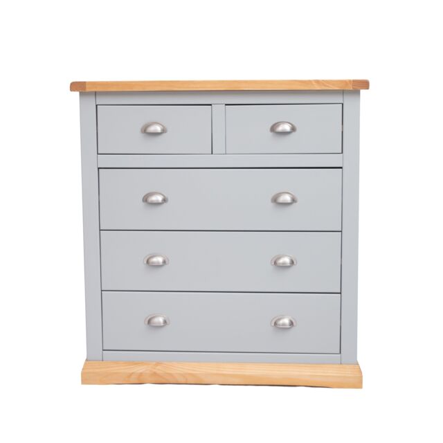 Cabinet Bits Bomporto 5 Drawer Chest of Drawers Chrome Cup Handle in Light Grey - image 1