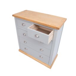 Cabinet Bits Bomporto 5 Drawer Chest of Drawers Chrome Cup Handle in Light Grey - thumbnail 4