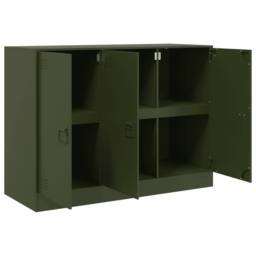 Berkfield Home Sideboard Olive Green 99x39x73 cm Steel - Size: 99 x 39 x 73 cm - thumbnail 7