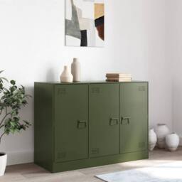 Berkfield Home Sideboard Olive Green 99x39x73 cm Steel - Size: 99 x 39 x 73 cm