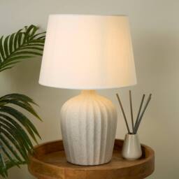 Lighting Collection Large Ceramic Table Lamp in Cream