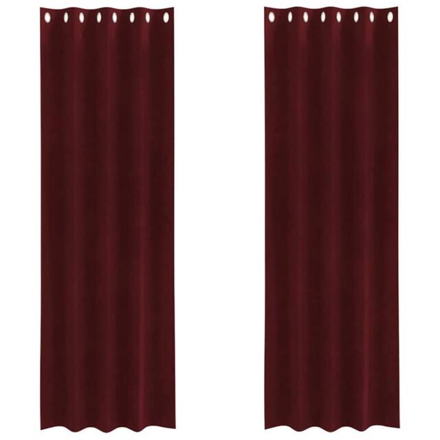 Berkfield Home Blackout Curtains with Eyelets 2 pcs Wine Red Velvet - image 1