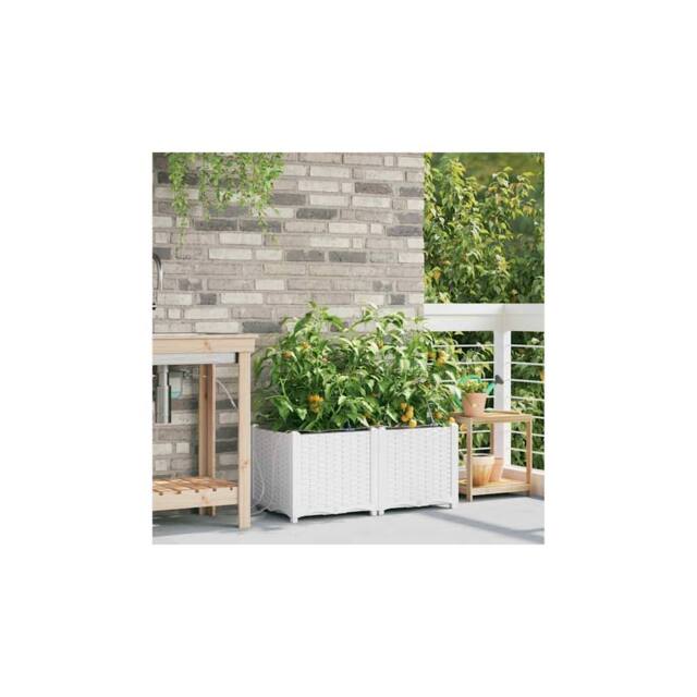 Berkfield Home Garden Planters with Water Irrigation System 2 pcs White - image 1