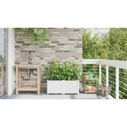 Berkfield Home Garden Planters with Water Irrigation System 2 pcs White - thumbnail 4