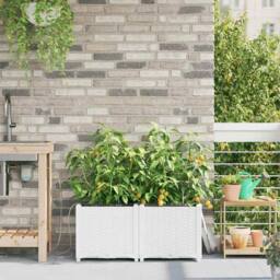 Berkfield Home Garden Planters with Water Irrigation System 2 pcs White - thumbnail 2