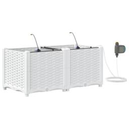 Berkfield Home Garden Planters with Water Irrigation System 2 pcs White - thumbnail 3