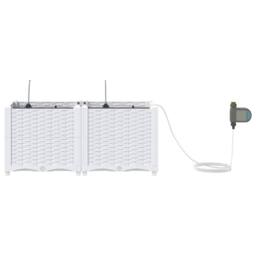 Berkfield Home Garden Planters with Water Irrigation System 2 pcs White - thumbnail 6