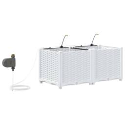 Berkfield Home Garden Planters with Water Irrigation System 2 pcs White - thumbnail 8