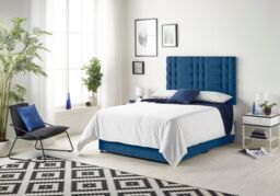 Somnior Bliss Plush Divan Bed with Sprung Memory Foam Mattress & Headboard Plush Fabric in Navy - Size: Small Double - thumbnail 2