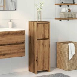 Berkfield Home Bathroom Cabinet Artisan Oak 30x30x95 cm Engineered Wood in Brown - Size: 30 x 30 x 95 cm - thumbnail 3