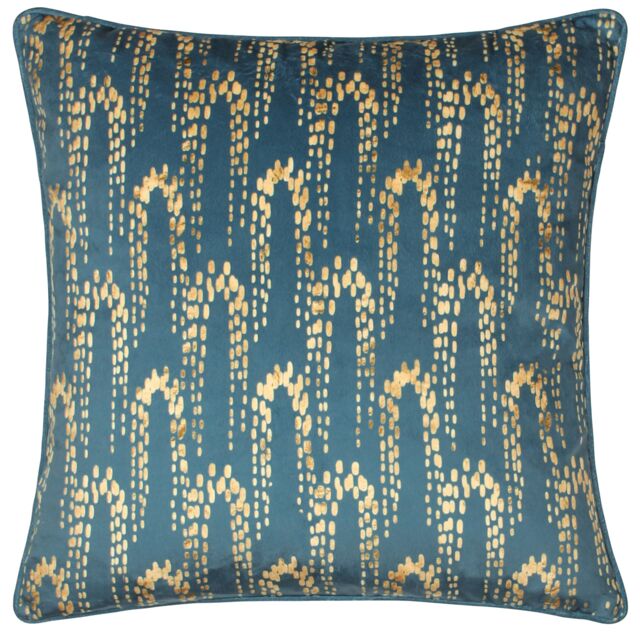 Furn Wisteria Printed Velvet Cushion in Blue - Size: 50 cm x 50 cm - image 1