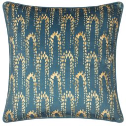 Furn Wisteria Printed Velvet Cushion in Blue - Size: 50 cm x 50 cm - thumbnail 1
