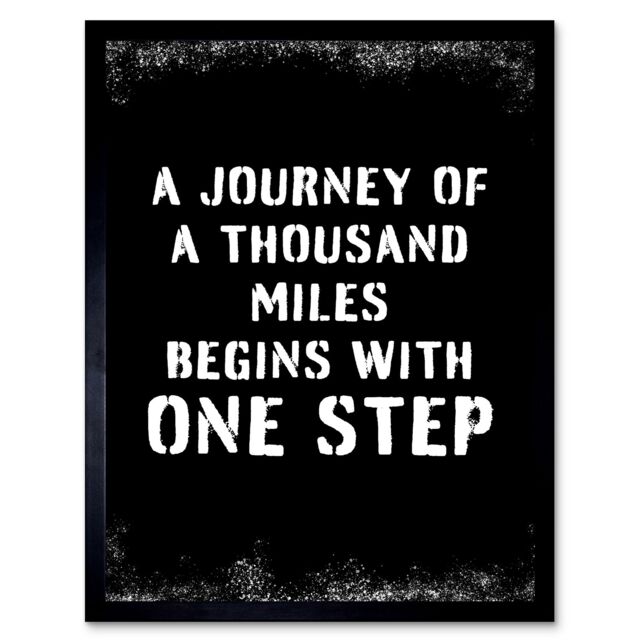 Artery8 Wall Art Print A Journey Of A Thousand Miles Begins w/ One Step Inspirational Positive Motivational Gym Workout Living Room Typography Art - image 1
