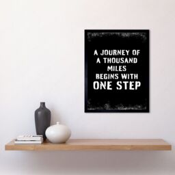Artery8 Wall Art Print A Journey Of A Thousand Miles Begins w/ One Step Inspirational Positive Motivational Gym Workout Living Room Typography Art - thumbnail 2