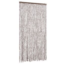 Berkfield Home Fly Curtain Taupe & White 100x200 cm Chenille - thumbnail 2