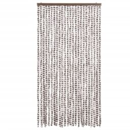 Berkfield Home Fly Curtain Taupe & White 100x200 cm Chenille - thumbnail 3