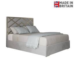 Casani Marden Upholstered Soft Velvet Grey Metal Designer Bed Frame - Size: Small Double - thumbnail 4