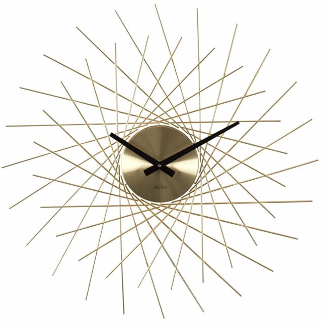 Acctim Lohne Large Wall Clock Quartz Spoke Geometric Spun Metal 50cm in Gold - image 1