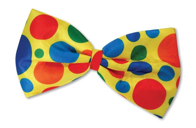 Shatchi Clown Jumbo Bow Tie, Unisex-Adult, One Size Fancy Dress Accessories Circus, Yellow Polka Dots - image 1