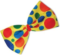 Shatchi Clown Jumbo Bow Tie, Unisex-Adult, One Size Fancy Dress Accessories Circus, Yellow Polka Dots - thumbnail 4