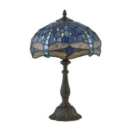 First Choice Lighting Set of 2 Beaumont - Tiffany Dragonfly Coloured Glass 47cm Table Lamps in Bronze - thumbnail 2