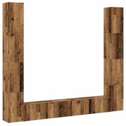 Berkfield Home Wall Mounted TV cabinets 6 pcs Old Wood Engineered Wood in Brown - thumbnail 1