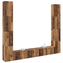 Berkfield Home Wall Mounted TV cabinets 6 pcs Old Wood Engineered Wood in Brown - thumbnail 4