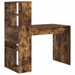 Berkfield Home Desk with Storage Smoked Oak 113x54x120 cm Engineered Wood in Brown - Size: 113 x 54 x 120 cm - thumbnail 7