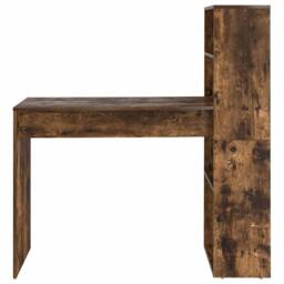 Berkfield Home Desk with Storage Smoked Oak 113x54x120 cm Engineered Wood in Brown - Size: 113 x 54 x 120 cm - thumbnail 5