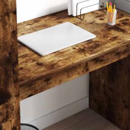 Berkfield Home Desk with Storage Smoked Oak 113x54x120 cm Engineered Wood in Brown - Size: 113 x 54 x 120 cm - thumbnail 4