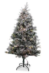 Neel Blue Snow Flocked Xmas Tree, Pre-Lit Christmas Tree With Colourful LEDs in Green - Size: 4ft - thumbnail 1