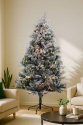 Neel Blue Snow Flocked Xmas Tree, Pre-Lit Christmas Tree With Colourful LEDs in Green - Size: 4ft - thumbnail 5